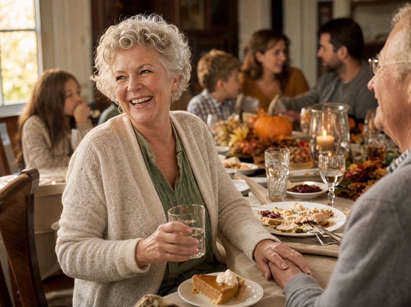 Before and after: woman pulling back in conversation vs. sitting close and laughing